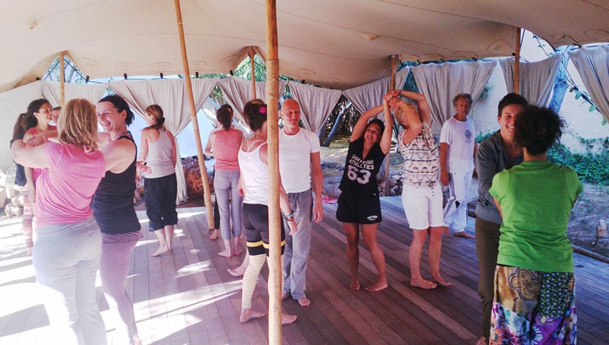 TheFeel group Natural Tuning-intermezzo at Afkes magic Yoga retreat Ibiza