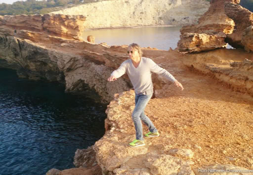 Taikiken training outside on the rocks Casa Gazebo, Ibiza a